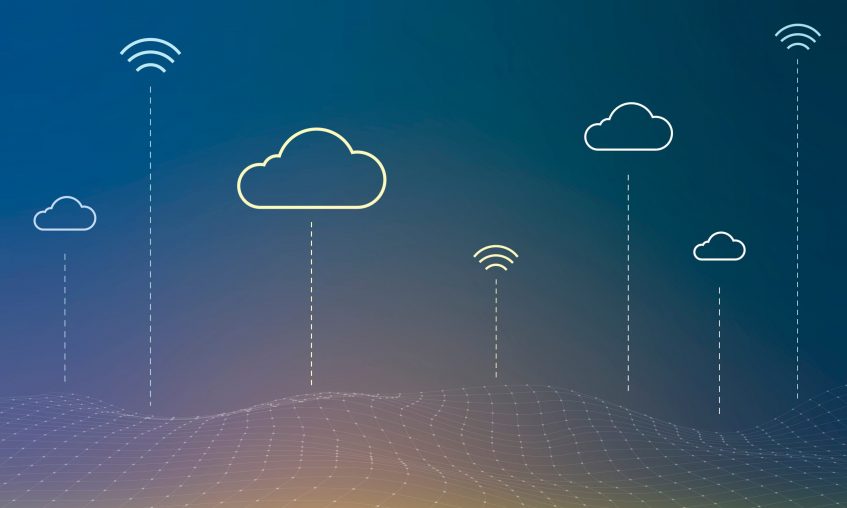 Cloud network system background vector for social media banner